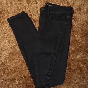 Black ripped legging mid-rise jeans